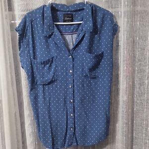 Jachs Girlfriend Blue Shirt with White Floral Design